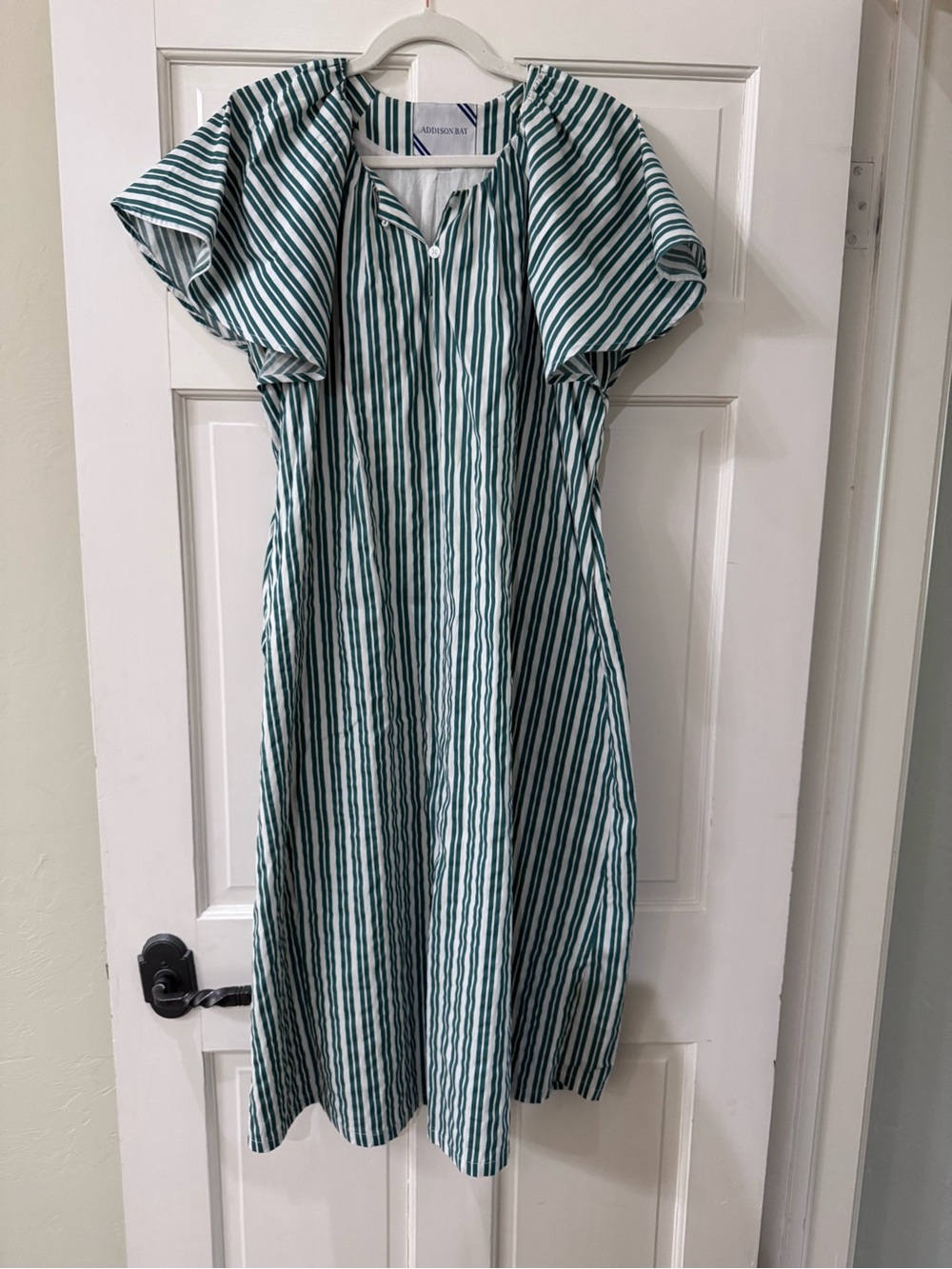 Addison Bay green and White Striped Midi Dress
